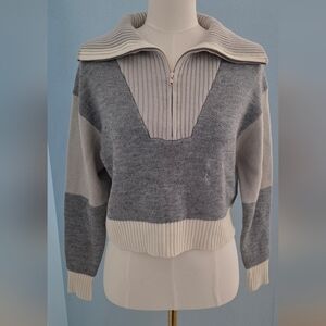 Peter Som Colorblock Zip Cowl Neck Sweater